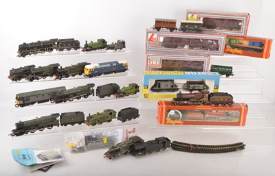 Lot 833 - Hornby Lima Mainline Trix and other maker 00 Gauge Locomotives and Rolling stock mostly unboxed (qty)