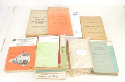 Lot 1006 - British Railways public timetables and working timetables and assorted maps (29)