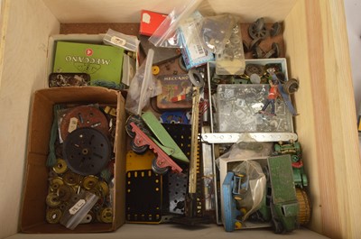 Lot 1012 - Collection of Meccano pieces with some diecast vehicles and catalogues (qty)