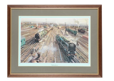 Lot 1015 - Cuneo framed and unframed Railway Prints and Transcord LP's and various unused DVD'S (qty)