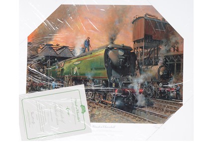 Lot 1015 - Cuneo framed and unframed Railway Prints and Transcord LP's and various unused DVD'S (qty)