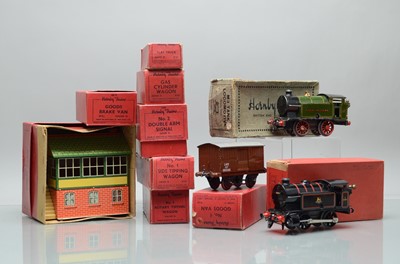 Lot 1076 - Hornby 0 Gauge Locomotives, rolling stock and accessories, (10)