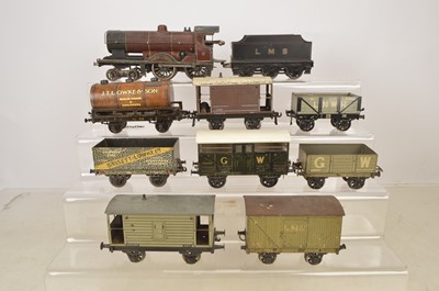 Lot 1117 - A Bing/Bassett-Lowke 0 Gauge clockwork 'Duke of York' Locomotive black tender and assorted Goods Stock