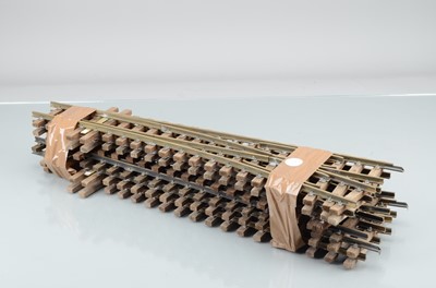 Lot 1194 - Kit built G Gauge wooden sleeper all brass 2-rail track, (6)