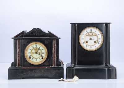 Lot 23 - Two Victorian slate mantle clocks