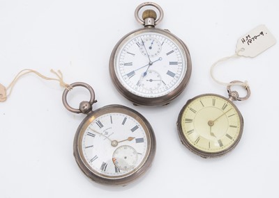 Lot 54 - Three silver open faced pocket watches