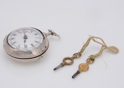 Lot 62 - A late Georgian silver pair case pocket watch by William Digby of Dublin