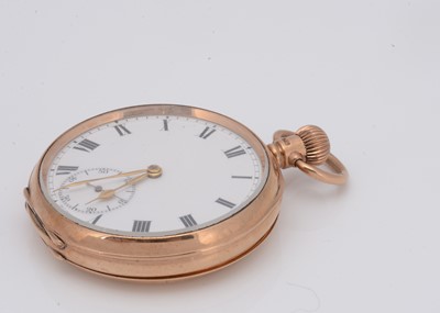 Lot 63 - An early 20th century  9ct gold open faced pocket watch