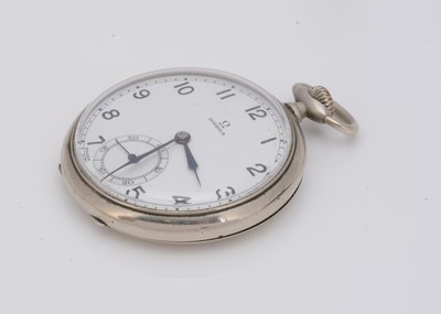 Lot 64 - A c1930s Omega base metal open faced pocket watch