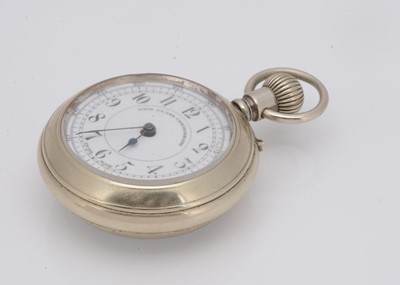 Lot 67 - An early 20th century double dial nickel plated pocket watch