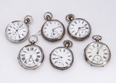 Lot 73 - Six Victorian and early 20th century open faced pocket watches