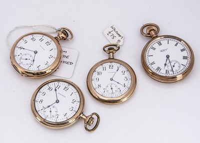 Lot 75 - Four gold plated pocket watches by Waltham