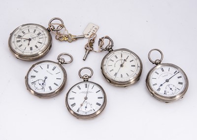 Lot 76 - Five Victorian silver open faced pocket watches