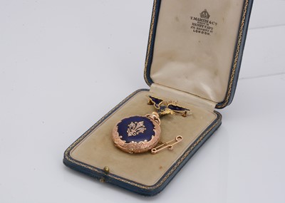 Lot 78 - A pretty early 20th century 14ct gold and enamelled and diamond lady's fob watch