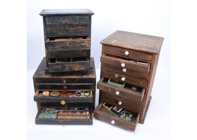 Lot 92 - Seven vintage wooden watch repairers or collectors' cabinets