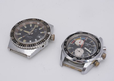 Lot 152 - Two c1960s Sicura stainless steel diver's wristwatch heads