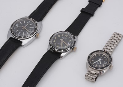 Lot 154 - Three vintage diver's stainless steel wristwatches