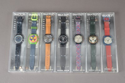 Lot 177 - Seven Swatch CHRONO quartz wristwatches