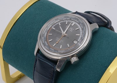 Lot 183 - A c1970s Seiko World Time automatic stainless steel wristwatch