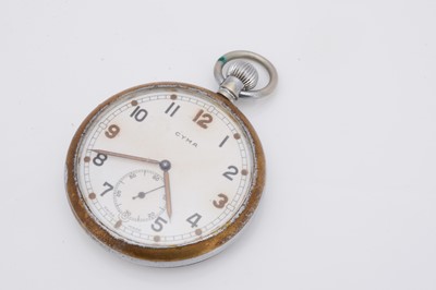 Lot 194 - A WWII Cyma Military issue open faced pocket watch