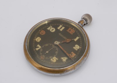 Lot 195 - A WWII Jaeger LeCoultre Military issue open faced pocket watch