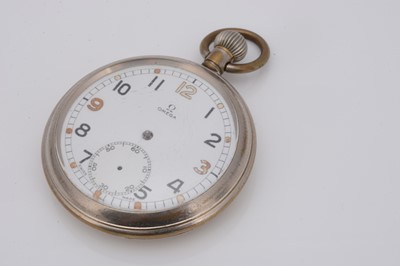 Lot 198 - A WWII period Omega open faced pocket watch