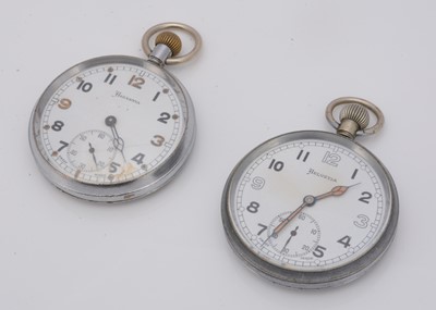 Lot 199 - Two WWII and later Military issue pocket watches by Helvetia