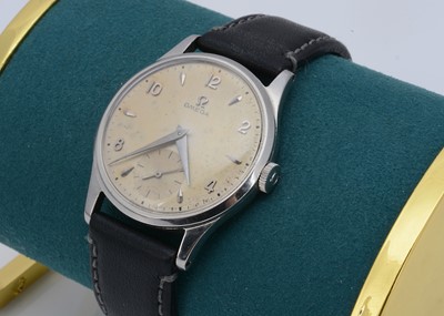 Lot 204 - A 1950s Omega manual wind stainless steel wristwatch