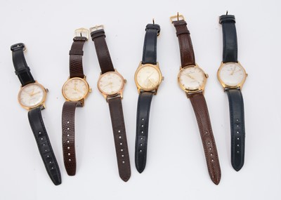 Lot 215 - Six 1950s and 1960s Smiths gold plated wristwatches