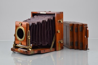 Lot 38 - A J Lancaster & Son 1898 Instantograph Mahogany & Brass Half Plate Camera Body