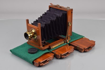 Lot 40 - A Mahogany & Brass Quarter Plate Camera