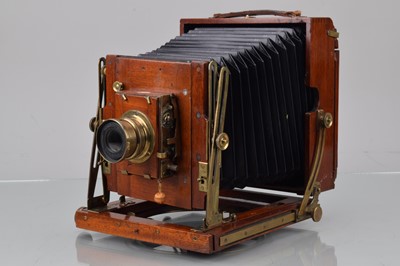 Lot 53 - A Mahogany & Brass Half Plate Camera