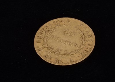 Lot 51 - A France Gold 40 Francs coin