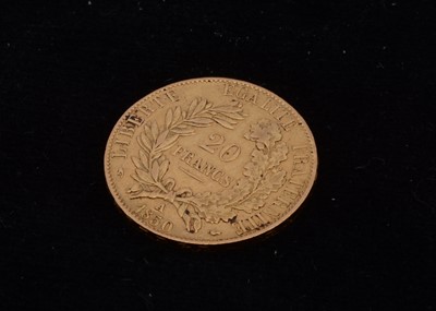 Lot 54 - A France Gold 20 Francs coin