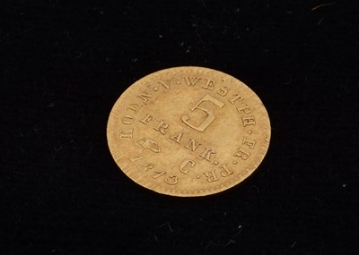 Lot 56 - A Westfalen Gold 5 Franken coin