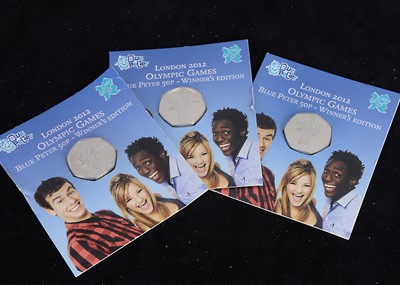 Lot 131 - Three London 2012 Olympic Games Blue Peter 50 pence coins