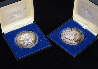 Lot 150 - A  pair of Georg Jensen Hans Christian Anderson commemorative silver medals