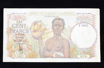 Lot 219 - France West Africa 100 Francs banknote