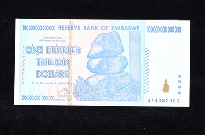 Lot 227 - Zimbabwe One Hundred Trillion Dollars banknote