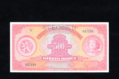 Lot 253 - Czechoslovakia 500 Korun SPECIMEN banknote