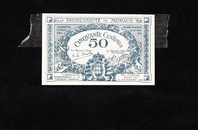 Lot 266 - Monaco 50 Centimes banknote