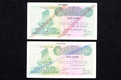 Lot 268 - Syria a pair of 1 Livre banknotes