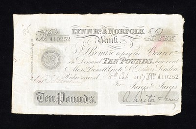 Lot 273 - British Lynn & Norfolk Bank £10 banknote