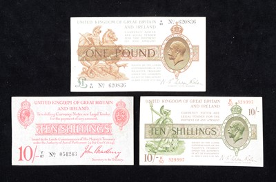 Lot 289 - Three United Kingdom of Great Britain and Ireland George V Currency notes