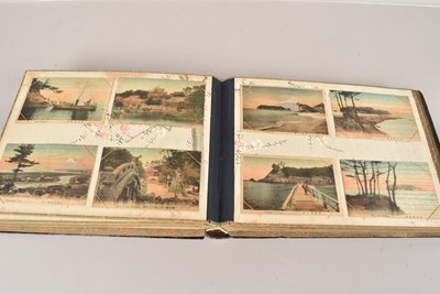 Lot 156 - Japanese Lacquer Shibayama Album and Postcards