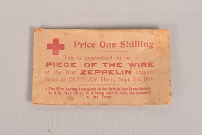 Lot 359 - A Piece of the Wire of the First Zeppelin brought down at Cuffley