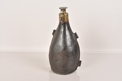 Lot 613 - A large leather Black Powder Flask