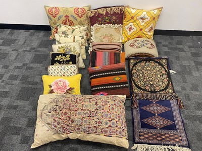 Lot 3 - A collection of cushions and other material items