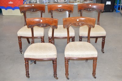 Lot 23 - A set of five Victorian mahogany dining chairs together with another similar example (As Found)