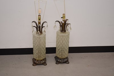 Lot 50 - A pair of c1960s glass and brass table lamps